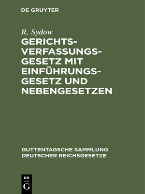 cover image of Gerichtsverfassungsgesetz mit Einführungsgesetz und Nebengesetzen